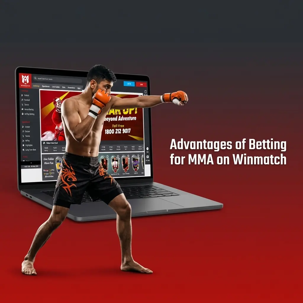 Winmatch MMA betting platform advantages for Indian fans showing multi-promotion coverage, INR deposits, and live in-play options