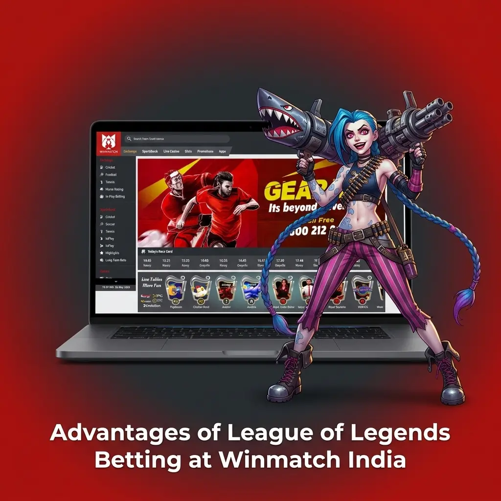 Winmatch India LoL betting advantages including welcome bonus, UPI payments, competitive odds, and 24/7 support