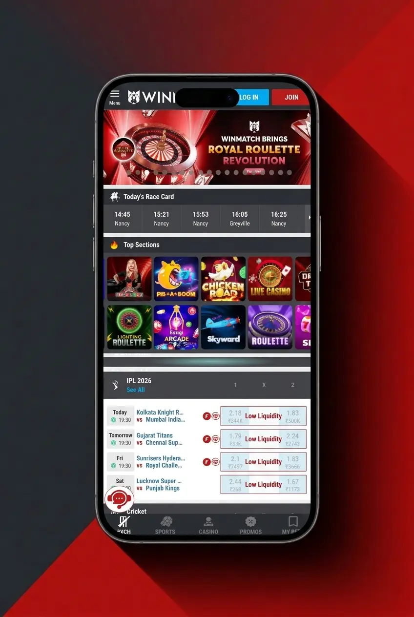 Winmatch app interface showing basketball betting markets on Android and iOS mobile devices