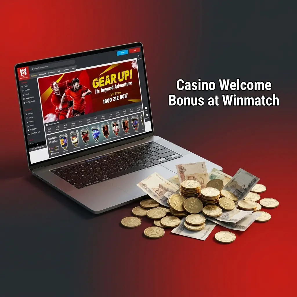 Winmatch casino welcome bonus offering 100% match up to 25000 INR on first deposit with 30x wagering requirement