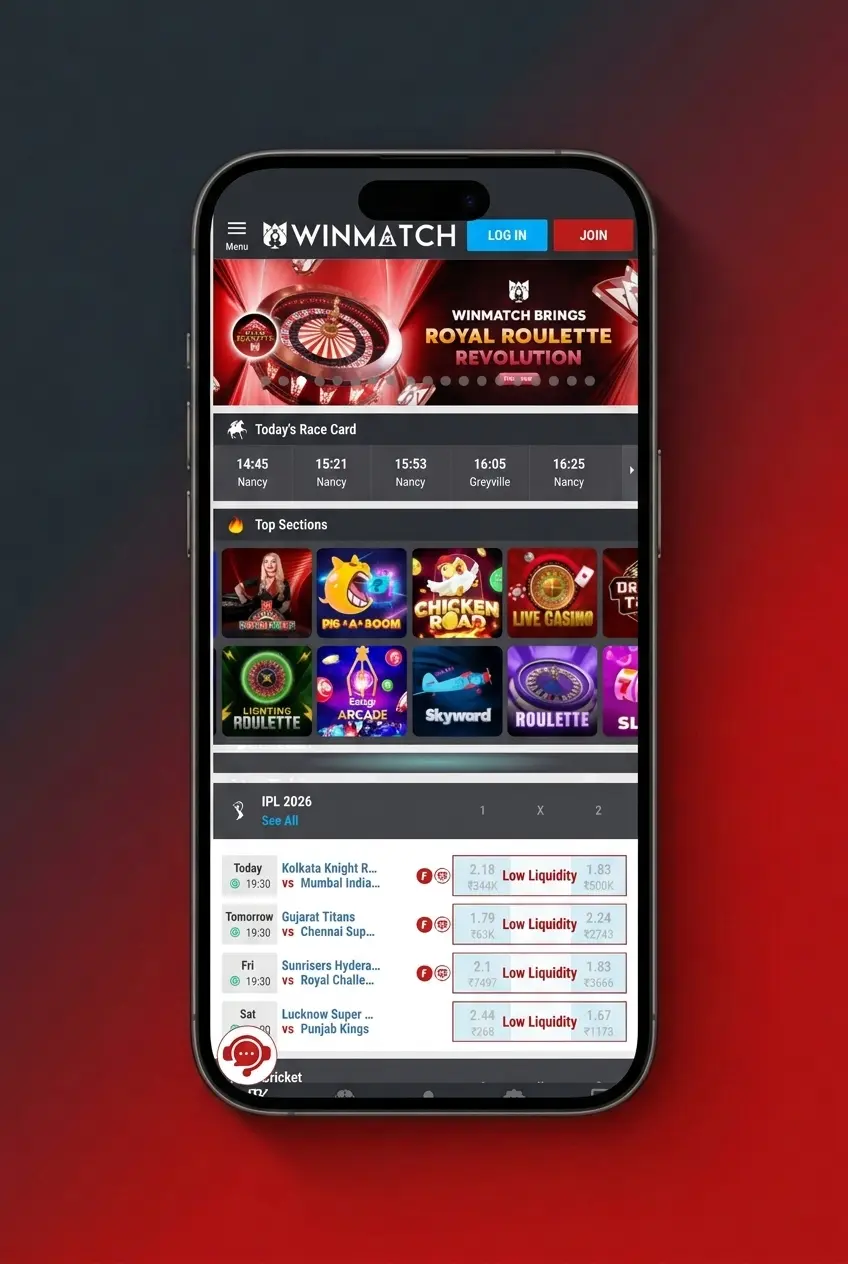 Step-by-step guide to login at Winmatch via Android app using mobile number and password