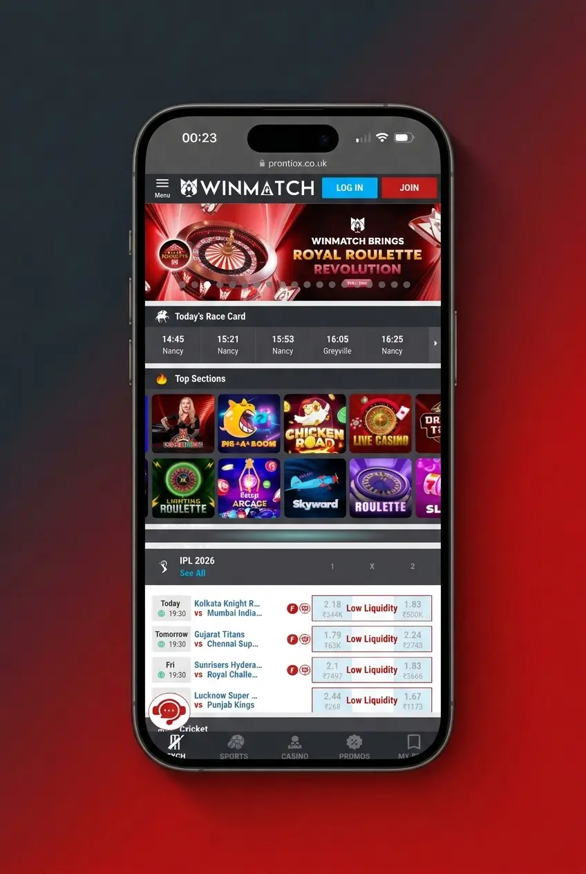 Step-by-step guide to login at Winmatch via Android app using mobile number and password