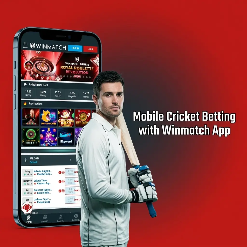 Winmatch mobile app for cricket betting on Android and iOS with live betting and sportsbook access