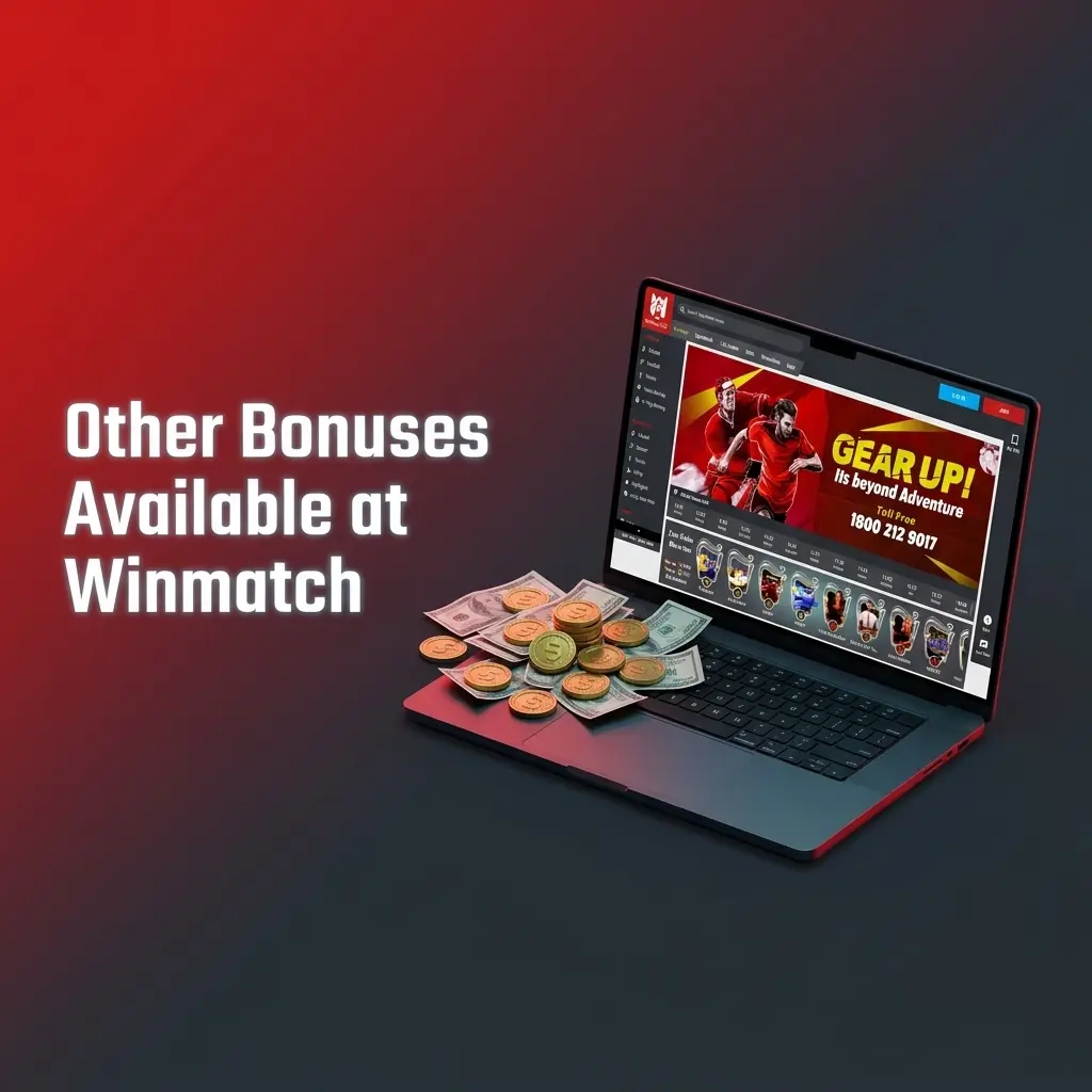 Winmatch casino and sports betting bonuses including reload, cashback, free spins, accumulators, and VIP rewards in India