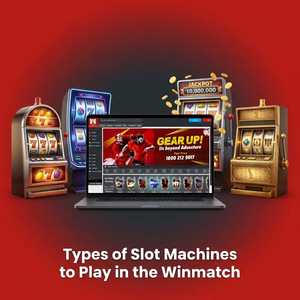 Winmatch slot machine categories including classic, video, progressive jackpot, Megaways, and Egypt-themed slots