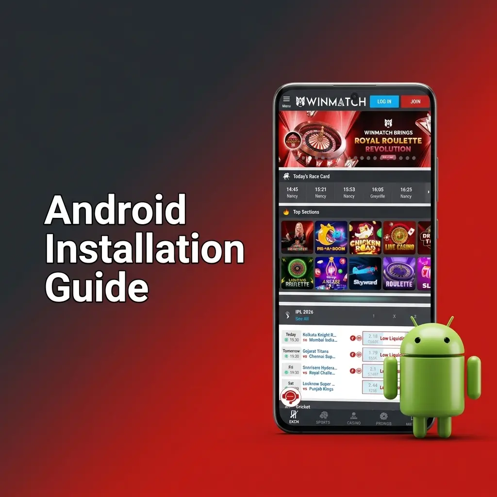 Step-by-step Android installation guide for Winmatch APK download, setup, and placing first bet on Ice Hockey