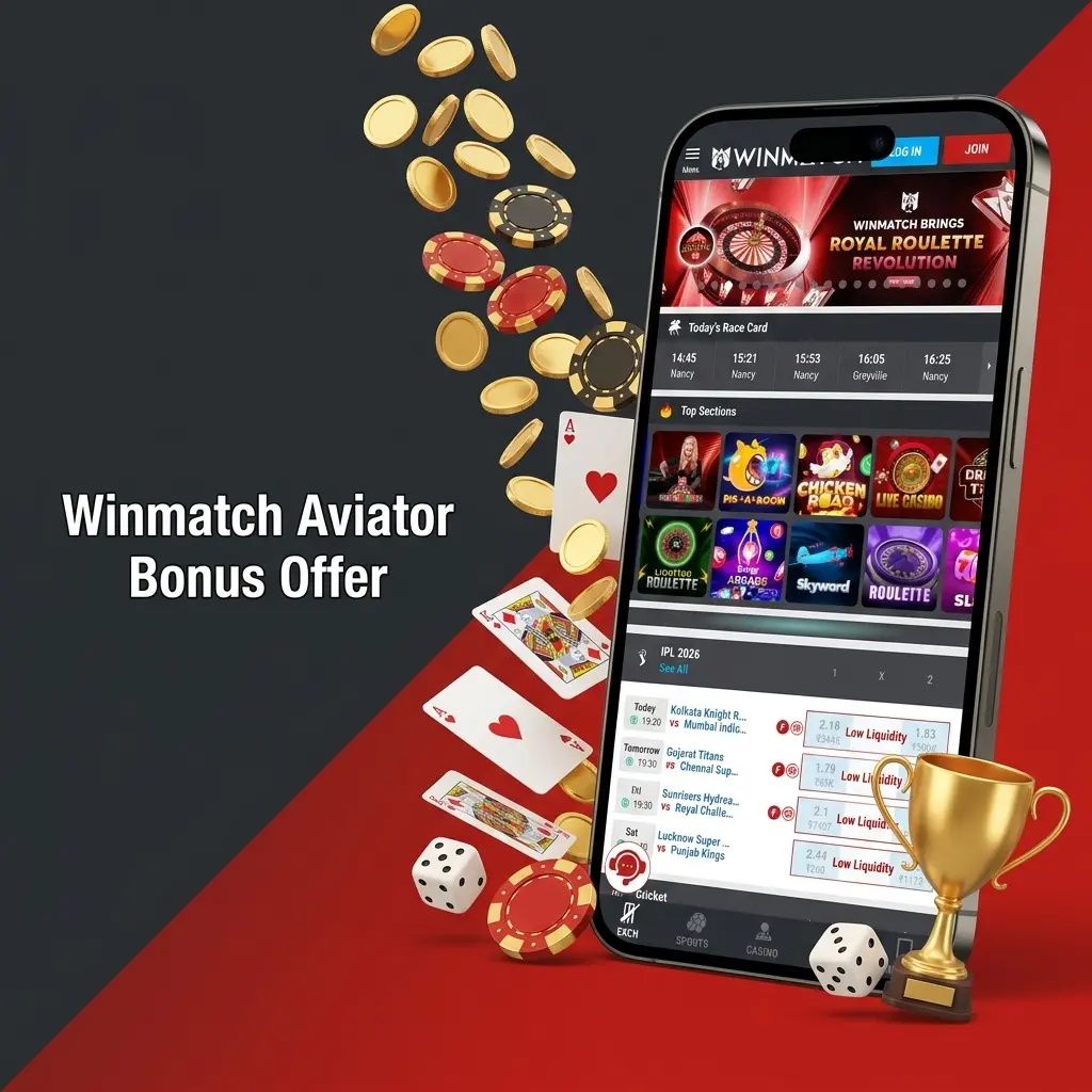 New players on Winmatch get a 100% Welcome Casino Bonus up to ₹25,000 INR for Aviator and casino games on first deposit.