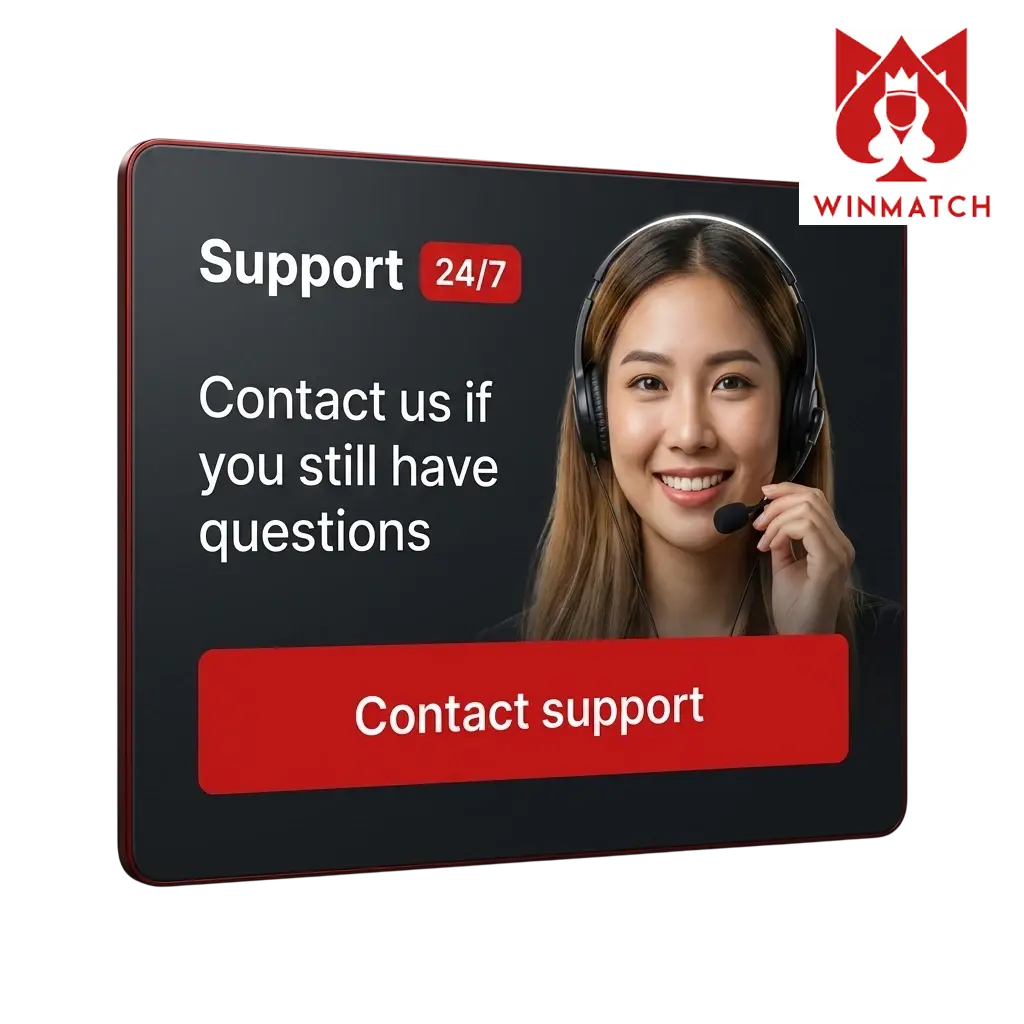 Winmatch India contact options including live chat, email, phone, and social media support in English and Hindi