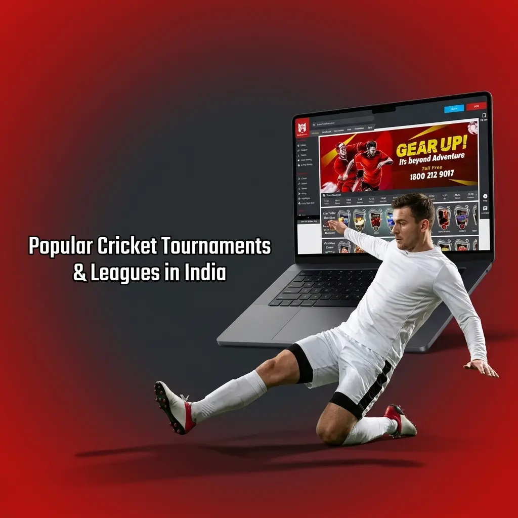 Popular cricket tournaments and leagues in India including IPL, ICC T20 World Cup, The Ashes, and Border-Gavaskar Trophy