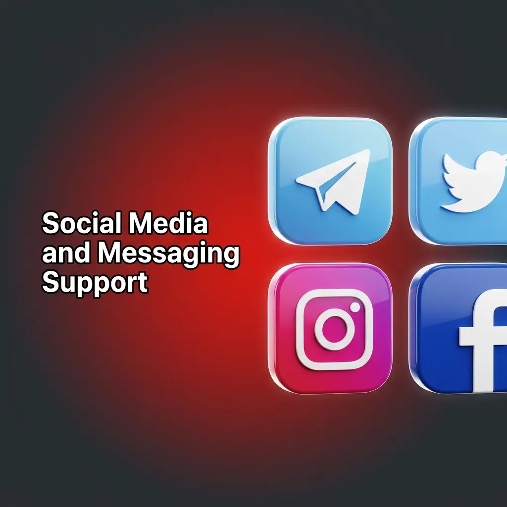 Winmatch social media and messaging support channels including WhatsApp, Telegram, Instagram, Facebook, and Twitter for customer queries